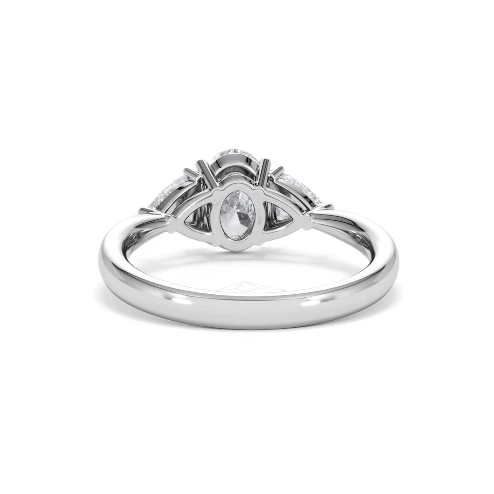 Dalia Lab Diamond Oval with Trillions 1.70ct Ring in 18K White Gold F/VS1