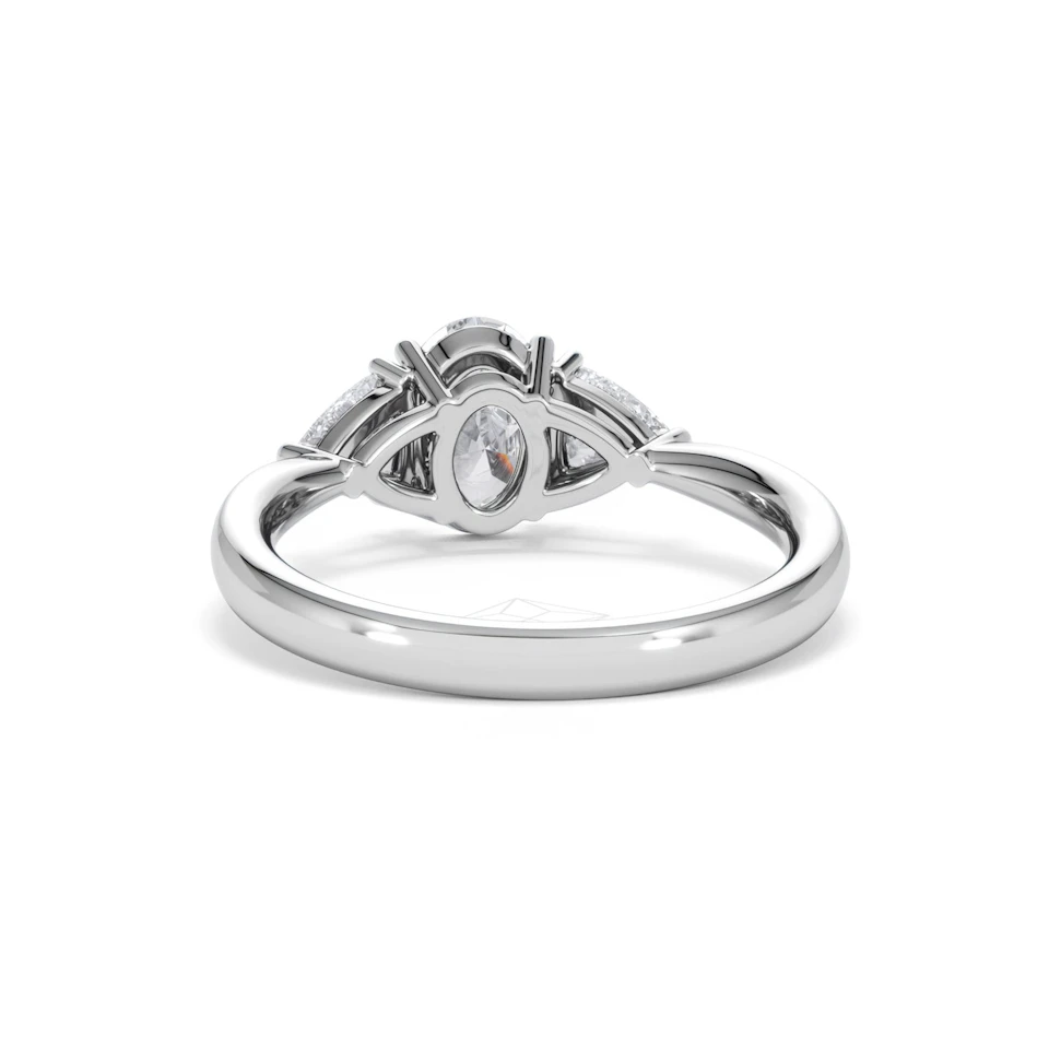 Dalia Lab Diamond Oval with Trillions 1.70ct Ring in 18K White Gold F/VS1