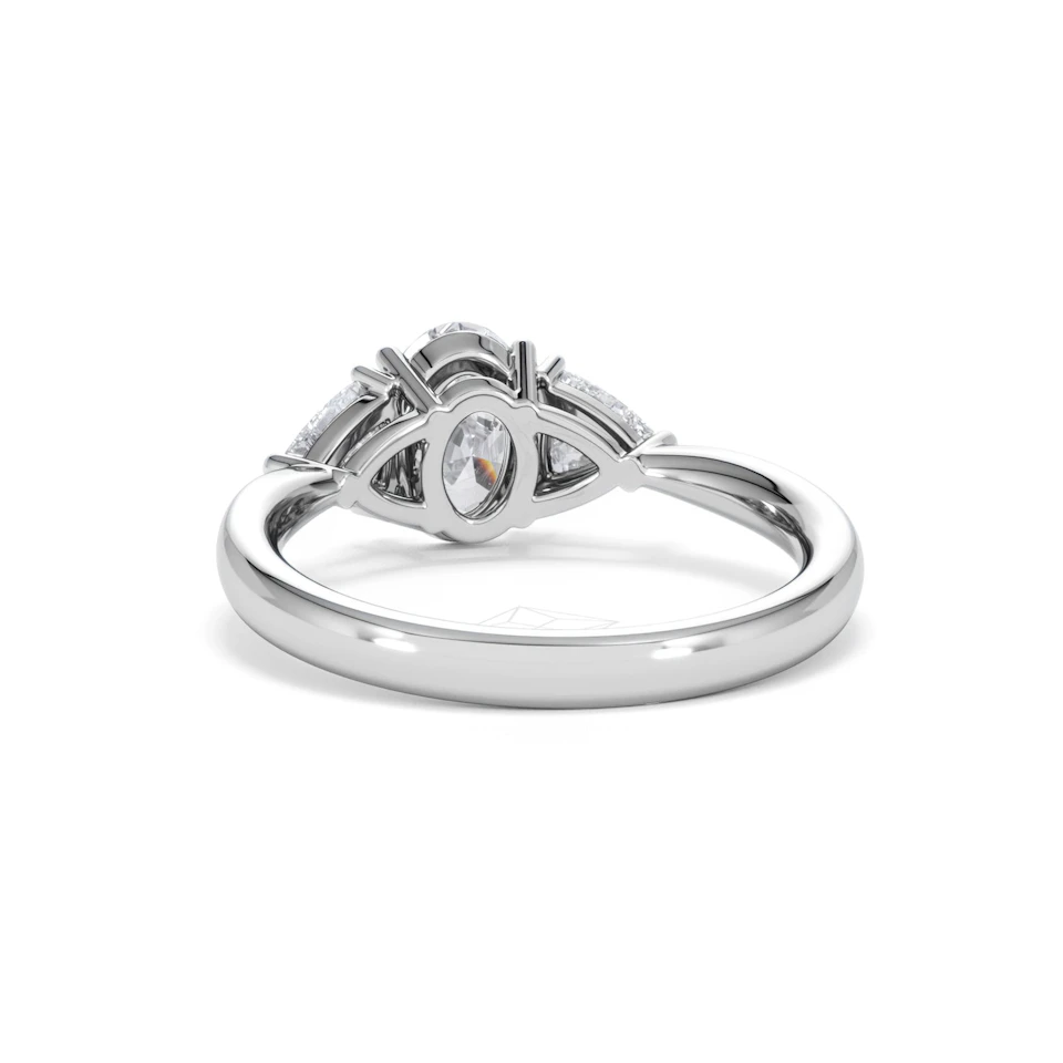 Dalia Lab Diamond Oval with Trillions 1.70ct Ring in 18K White Gold F/VS1