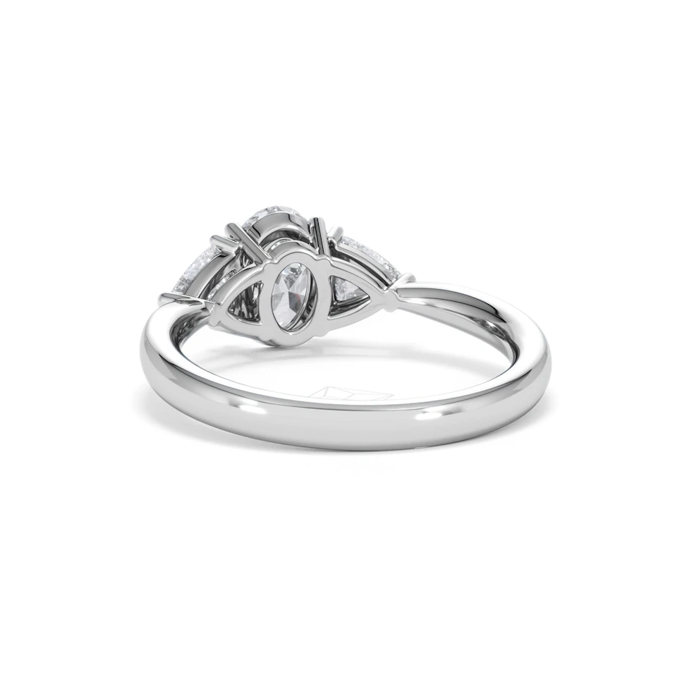 Dalia Lab Diamond Oval with Trillions 1.70ct Ring in 18K White Gold F/VS1