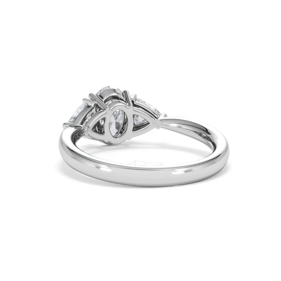 Dalia Lab Diamond Oval with Trillions 1.70ct Ring in 18K White Gold F/VS1