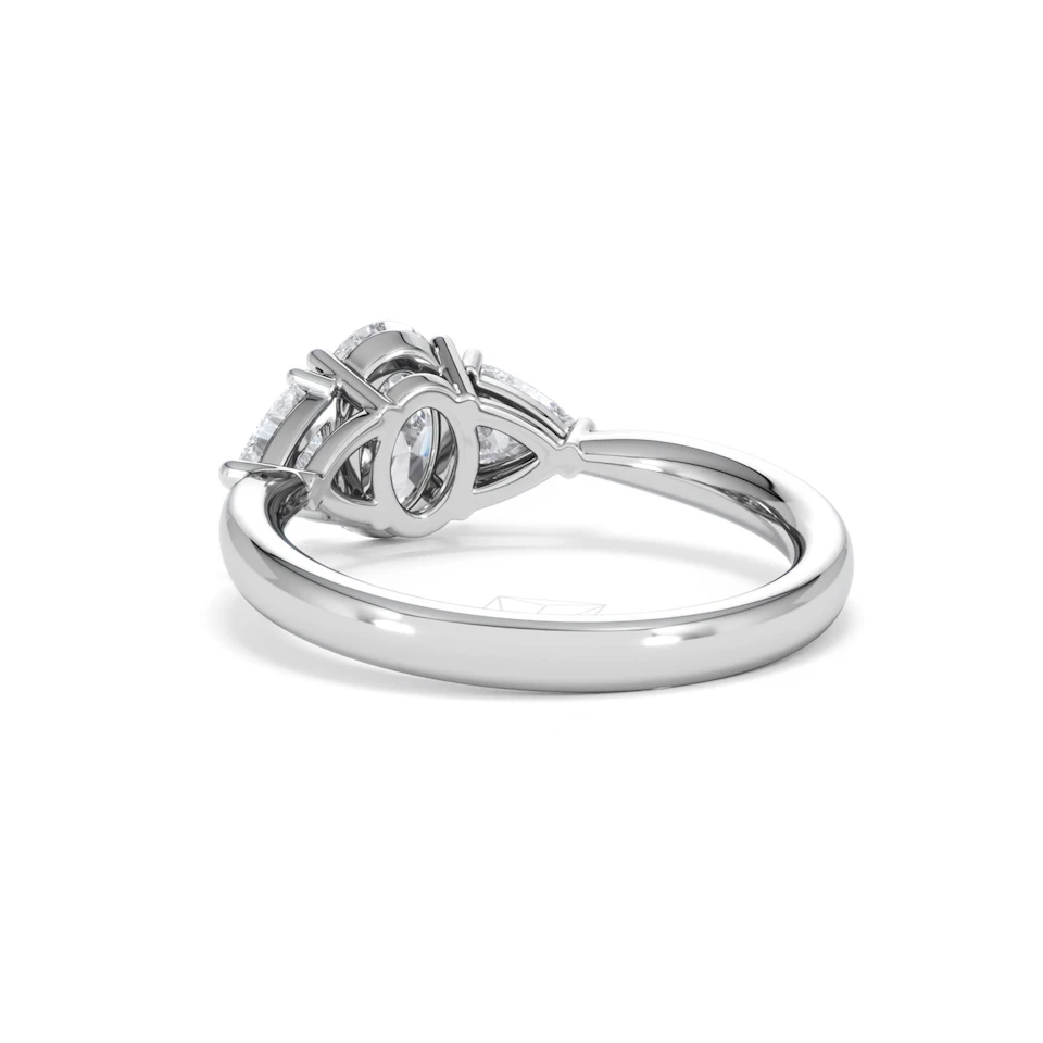 Dalia Lab Diamond Oval with Trillions 1.70ct Ring in 18K White Gold F/VS1