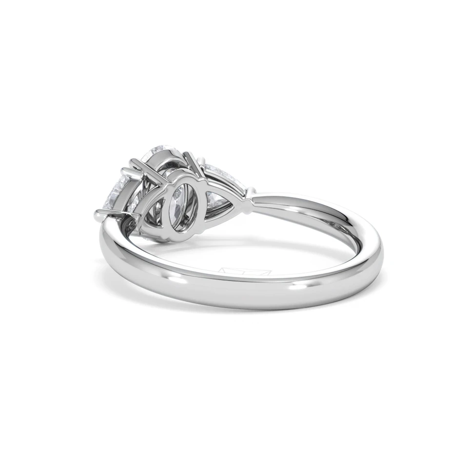 Dalia Lab Diamond Oval with Trillions 1.70ct Ring in 18K White Gold F/VS1