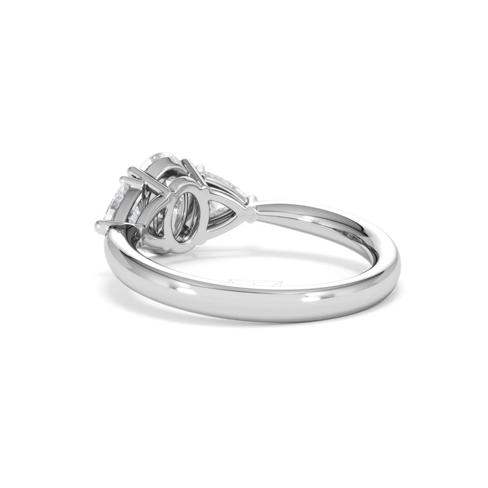 Dalia Lab Diamond Oval with Trillions 1.70ct Ring in 18K White Gold F/VS1