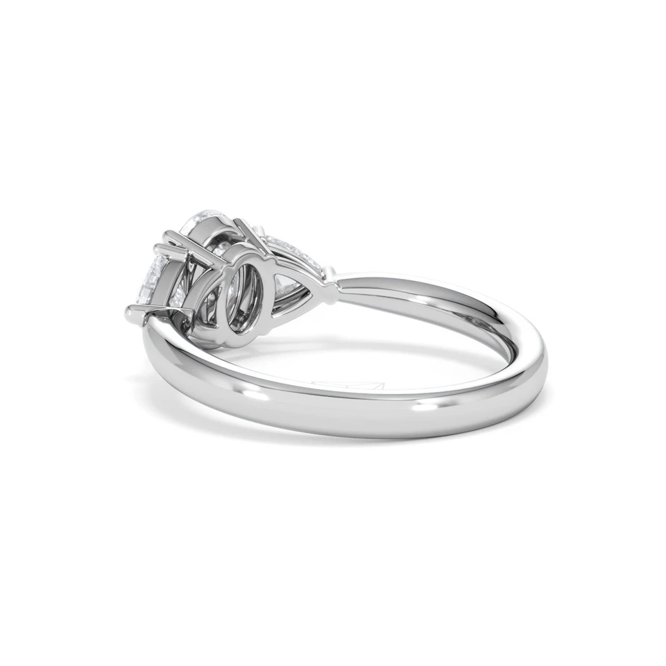 Dalia Lab Diamond Oval with Trillions 1.70ct Ring in 18K White Gold F/VS1