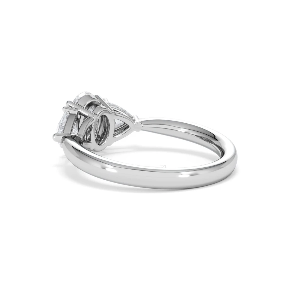 Dalia Lab Diamond Oval with Trillions 1.70ct Ring in 18K White Gold F/VS1