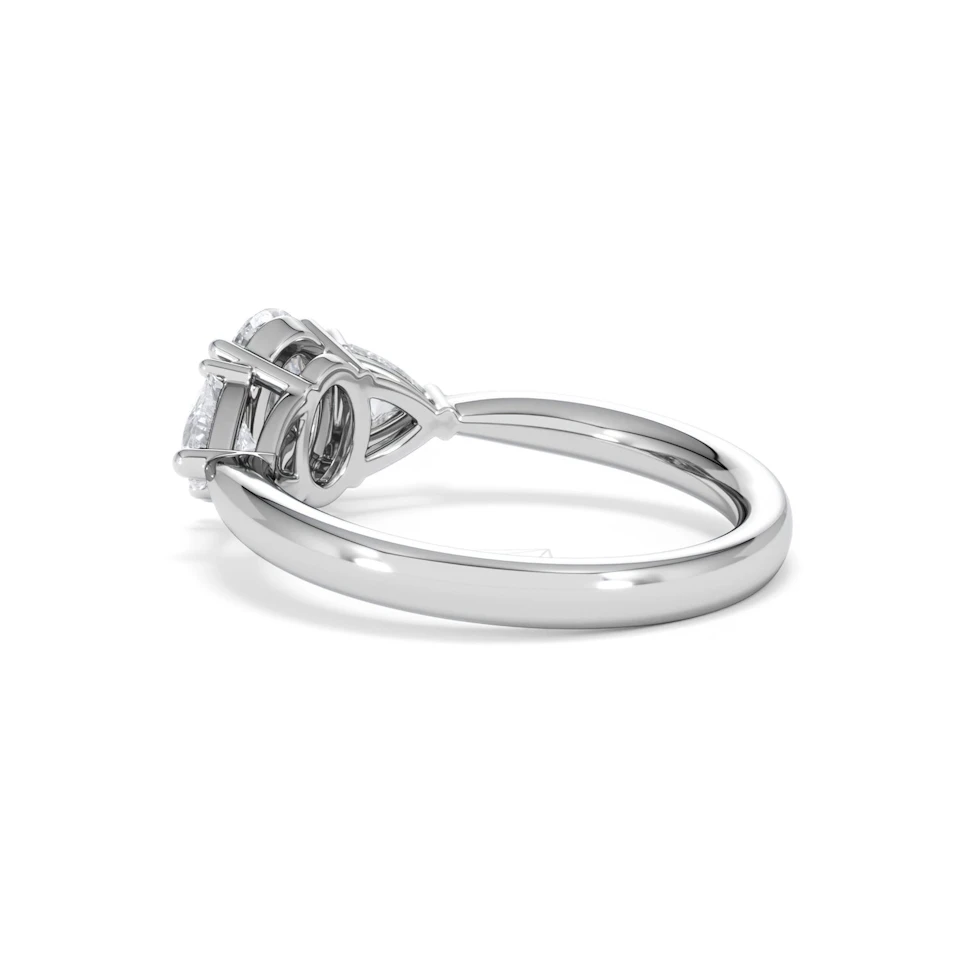 Dalia Lab Diamond Oval with Trillions 1.70ct Ring in 18K White Gold F/VS1