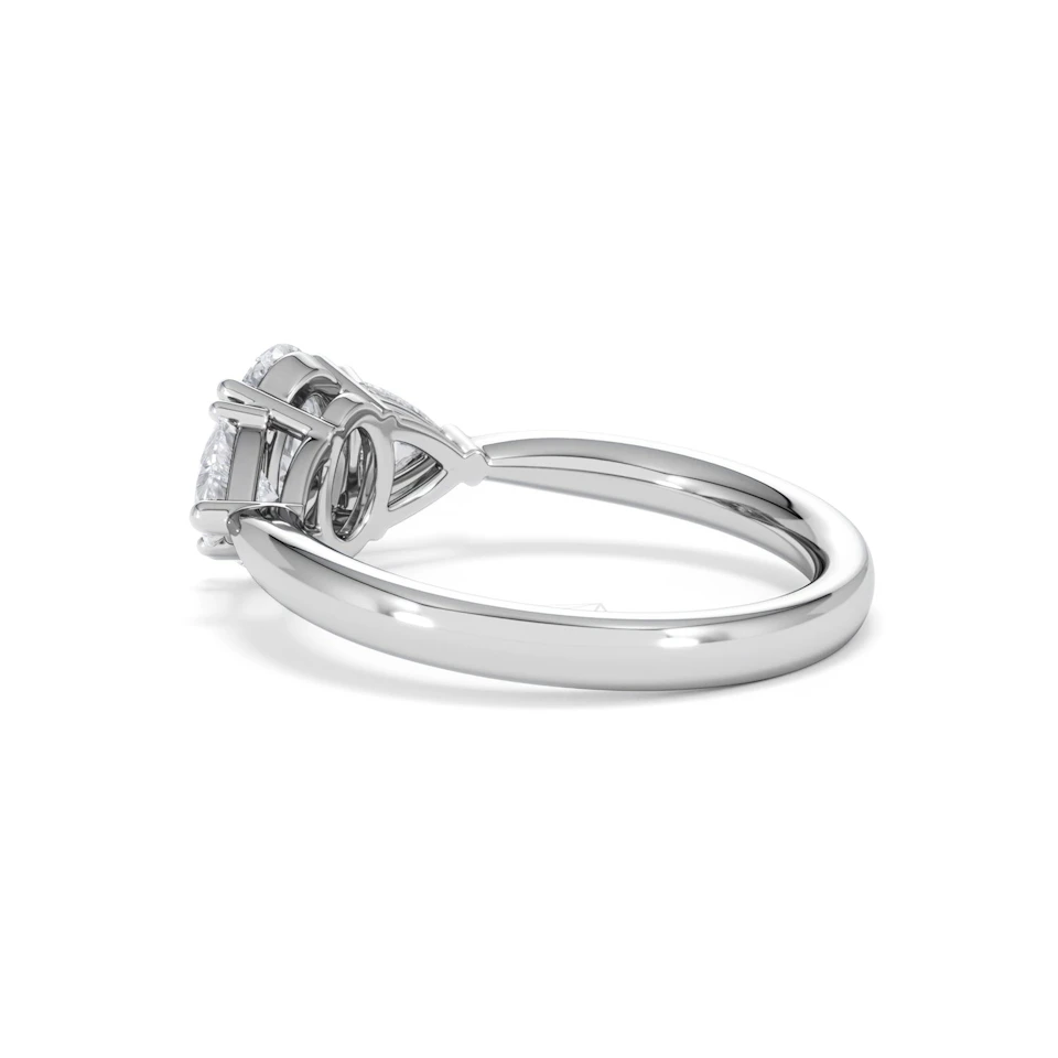 Dalia Lab Diamond Oval with Trillions 1.70ct Ring in 18K White Gold F/VS1