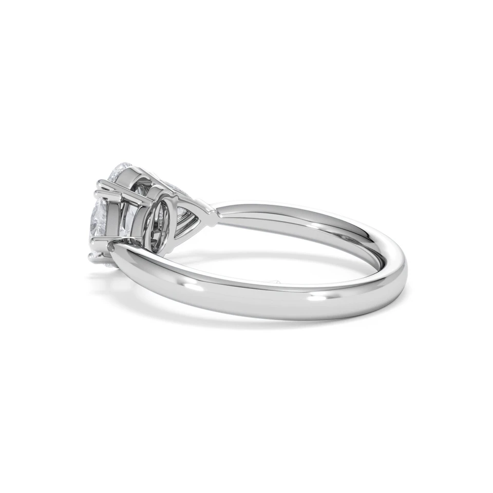 Dalia Lab Diamond Oval with Trillions 1.70ct Ring in 18K White Gold F/VS1