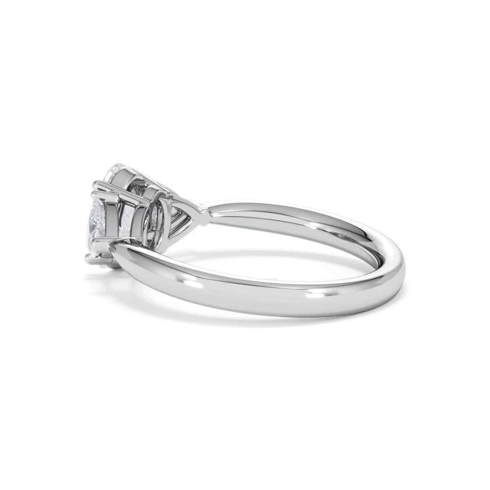 Dalia Lab Diamond Oval with Trillions 1.70ct Ring in 18K White Gold F/VS1