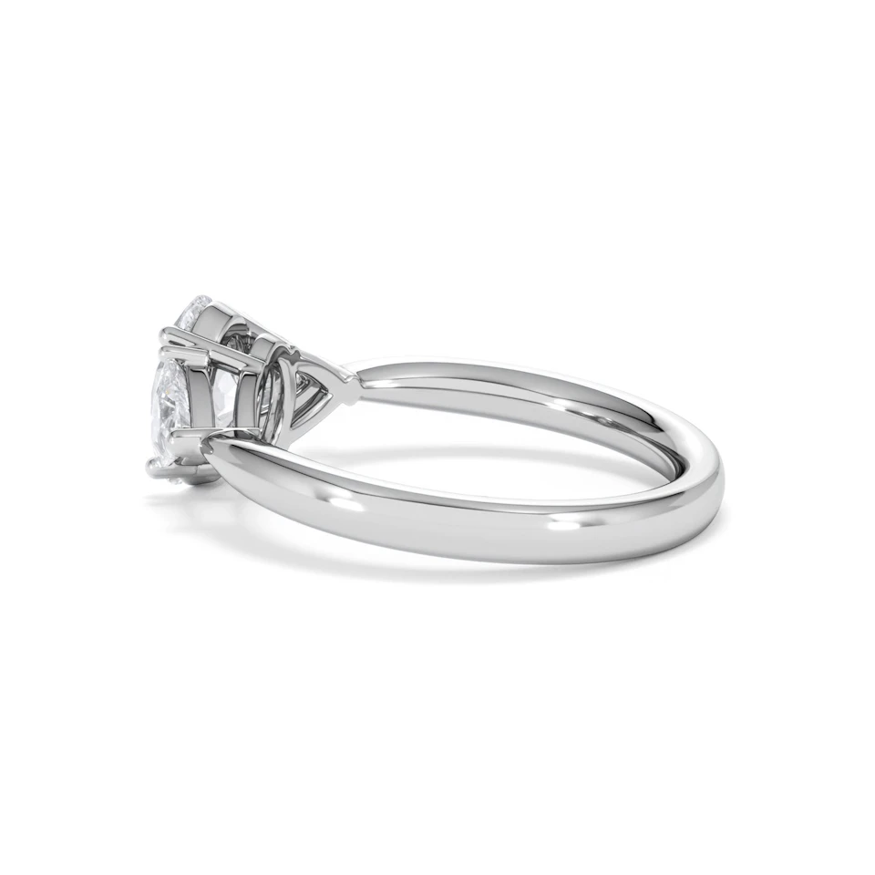 Dalia Lab Diamond Oval with Trillions 1.70ct Ring in 18K White Gold F/VS1