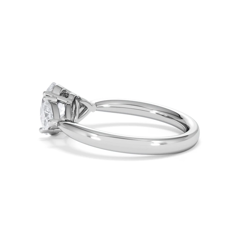 Dalia Lab Diamond Oval with Trillions 1.70ct Ring in 18K White Gold F/VS1