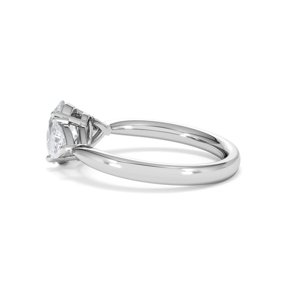 Dalia Lab Diamond Oval with Trillions 1.70ct Ring in 18K White Gold F/VS1