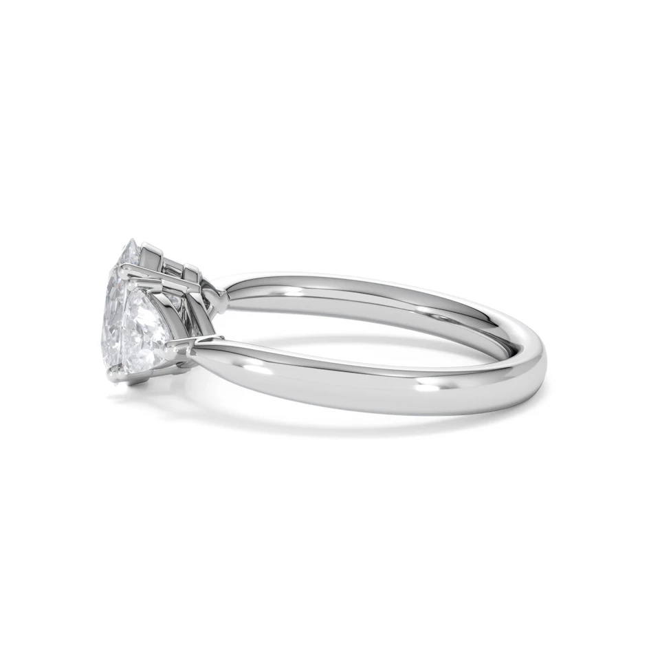 Dalia Lab Diamond Oval with Trillions 1.70ct Ring in 18K White Gold F/VS1