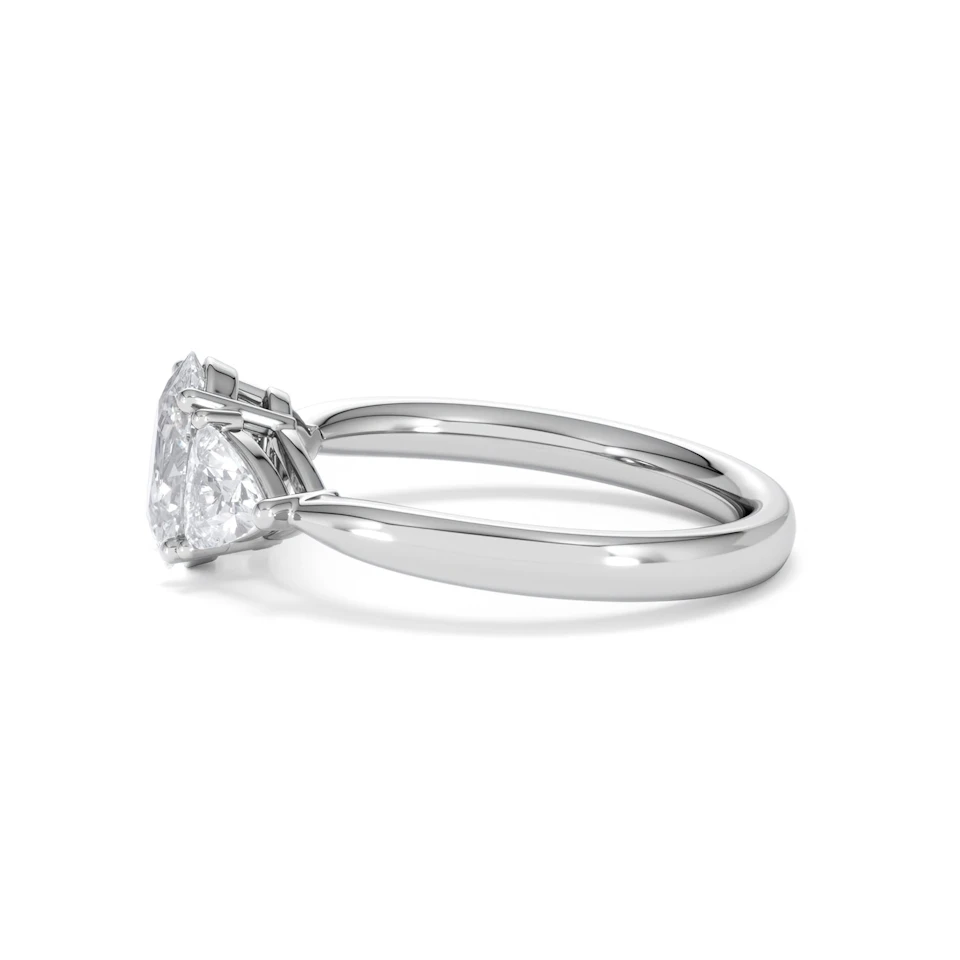 Dalia Lab Diamond Oval with Trillions 1.70ct Ring in 18K White Gold F/VS1