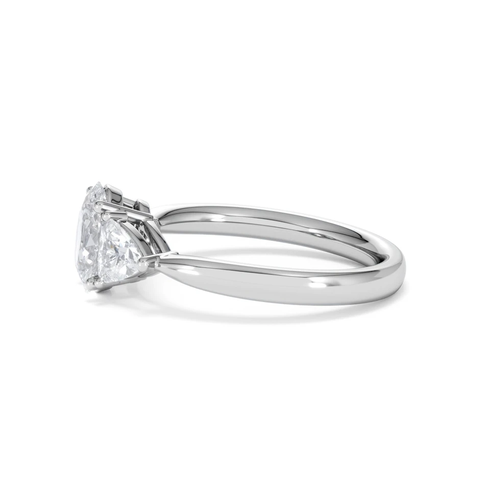 Dalia Lab Diamond Oval with Trillions 1.70ct Ring in 18K White Gold F/VS1