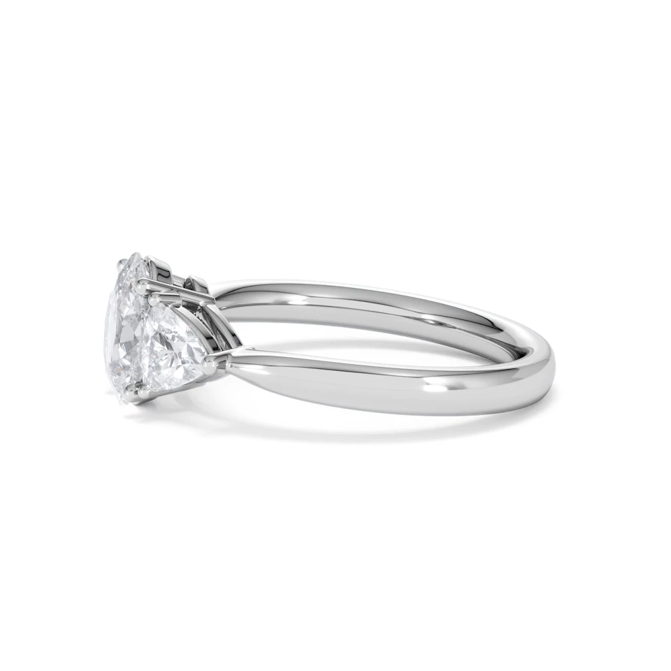 Dalia Lab Diamond Oval with Trillions 1.70ct Ring in 18K White Gold F/VS1