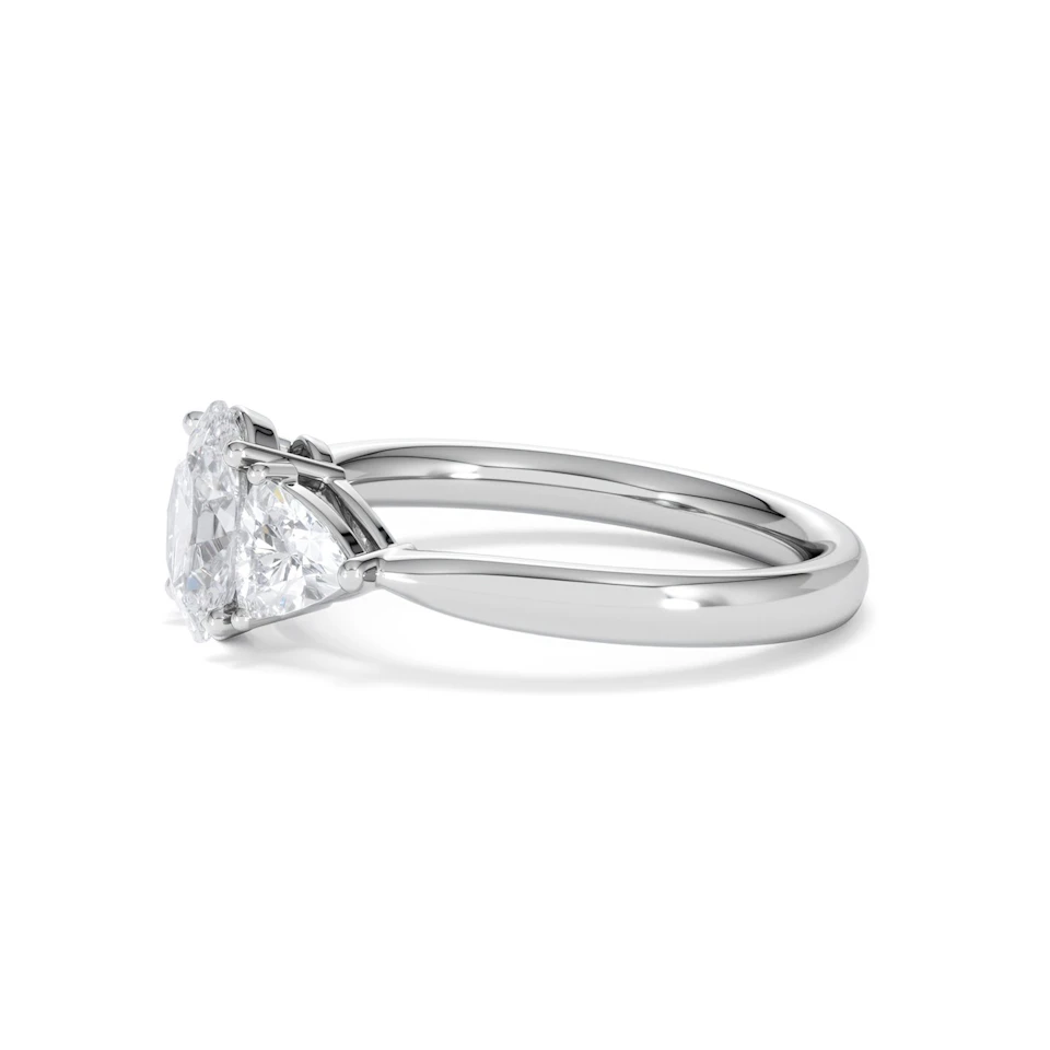 Dalia Lab Diamond Oval with Trillions 1.70ct Ring in 18K White Gold F/VS1
