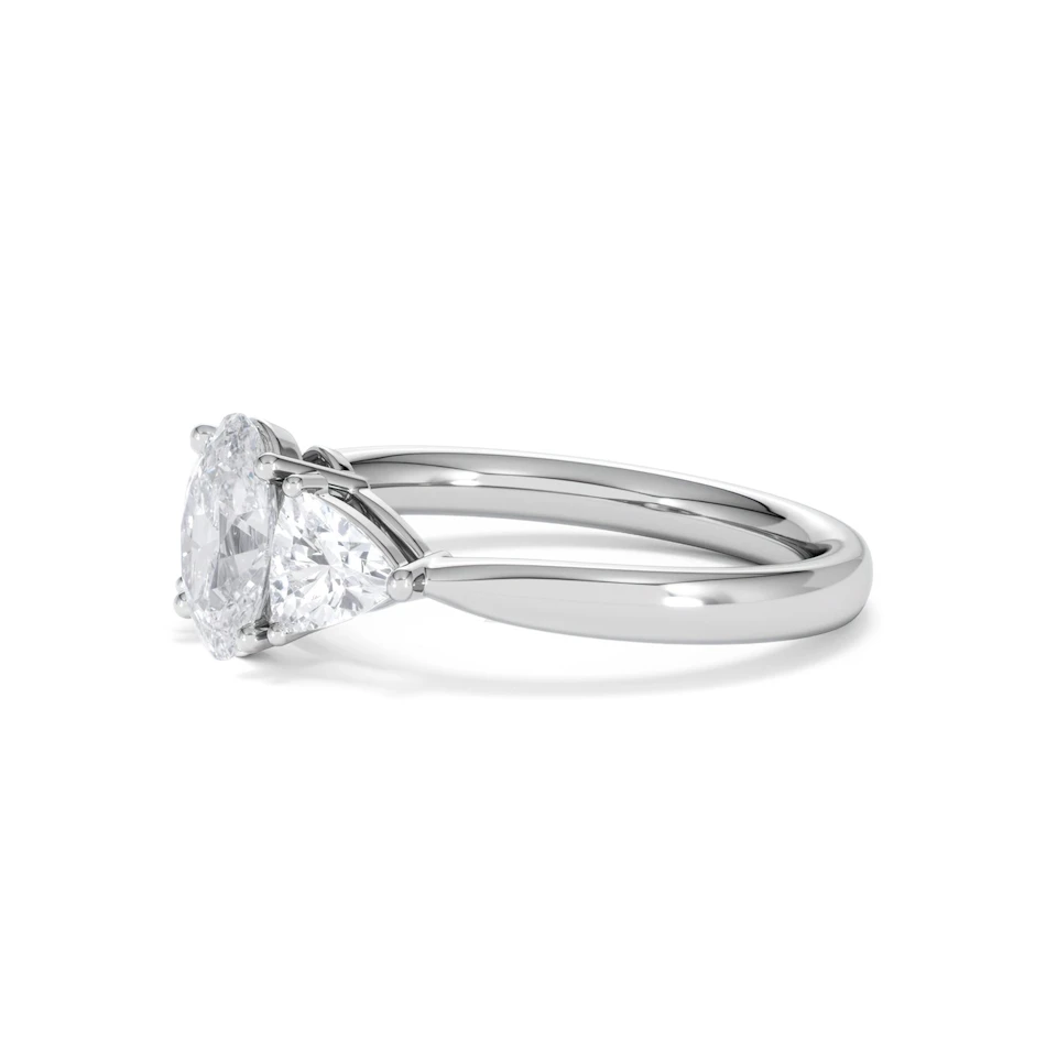 Dalia Lab Diamond Oval with Trillions 1.70ct Ring in 18K White Gold F/VS1