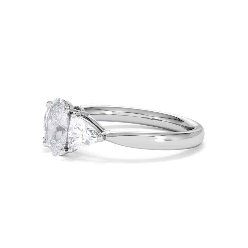 Dalia Lab Diamond Oval with Trillions 1.70ct Ring in 18K White Gold F/VS1