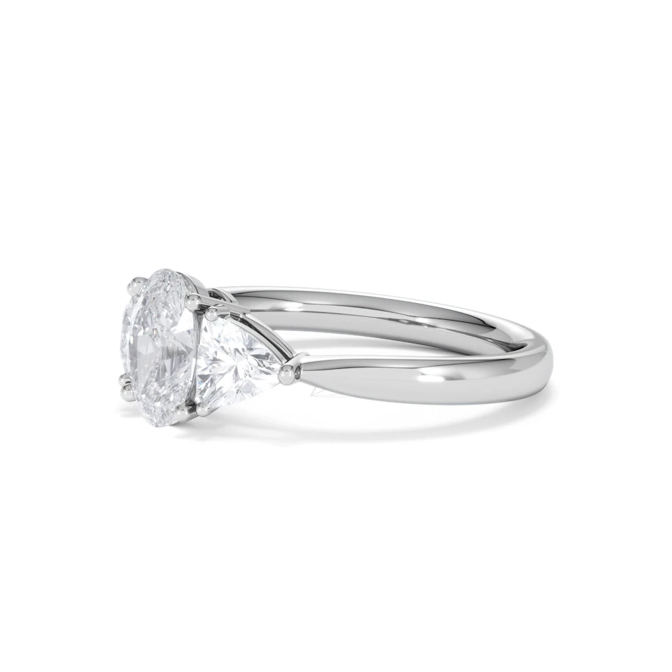 Dalia Lab Diamond Oval with Trillions 1.70ct Ring in 18K White Gold F/VS1