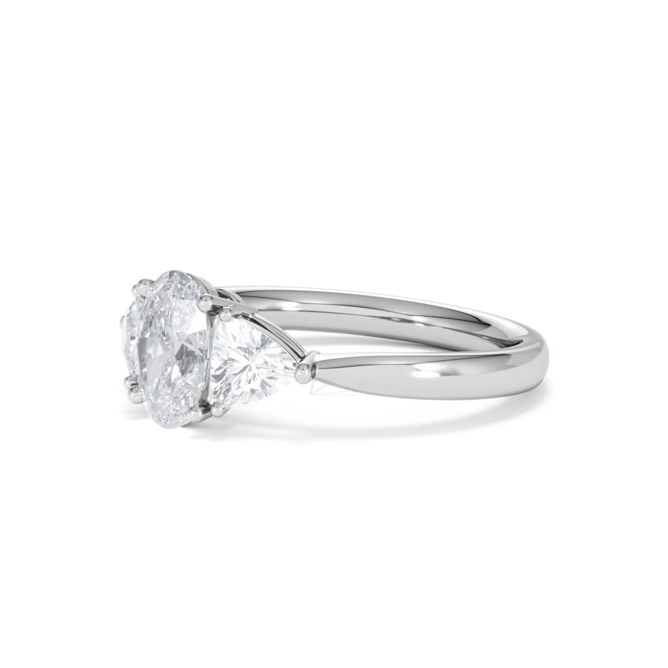 Dalia Lab Diamond Oval with Trillions 1.70ct Ring in 18K White Gold F/VS1