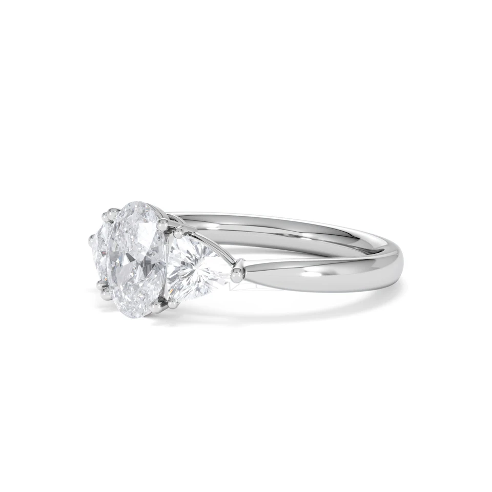 Dalia Lab Diamond Oval with Trillions 1.70ct Ring in 18K White Gold F/VS1