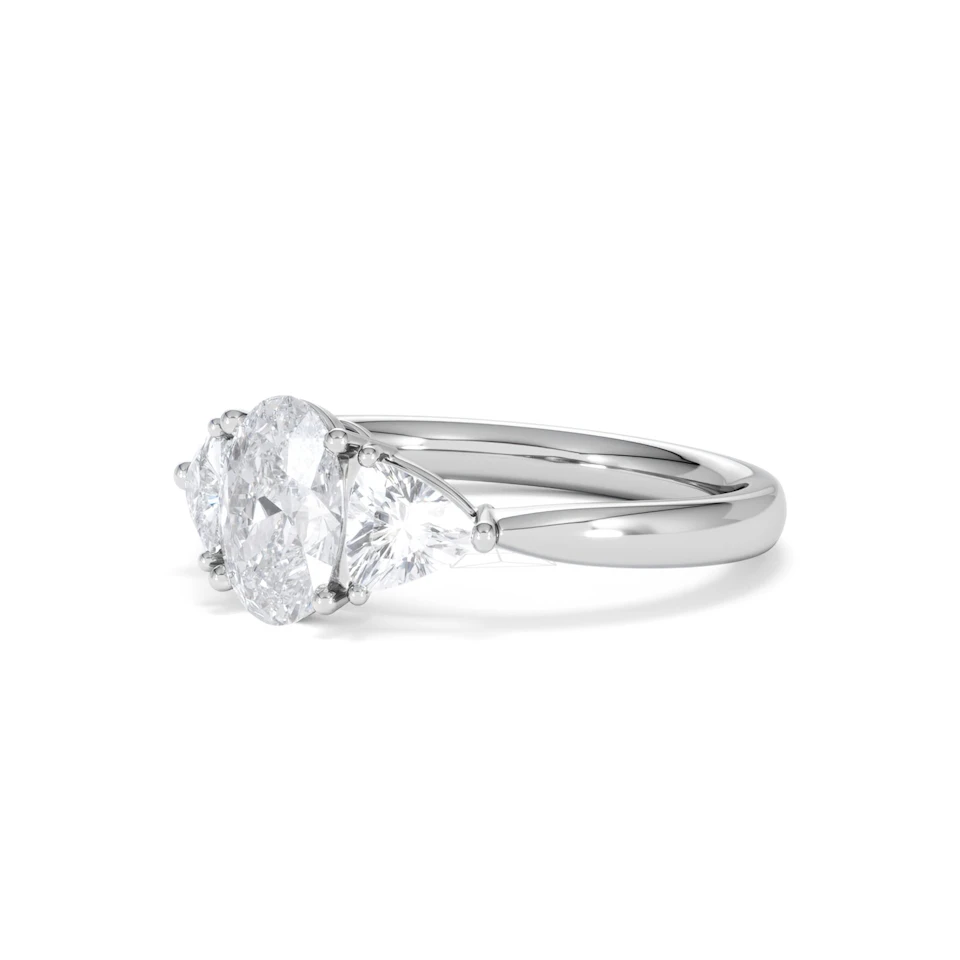 Dalia Lab Diamond Oval with Trillions 1.70ct Ring in 18K White Gold F/VS1