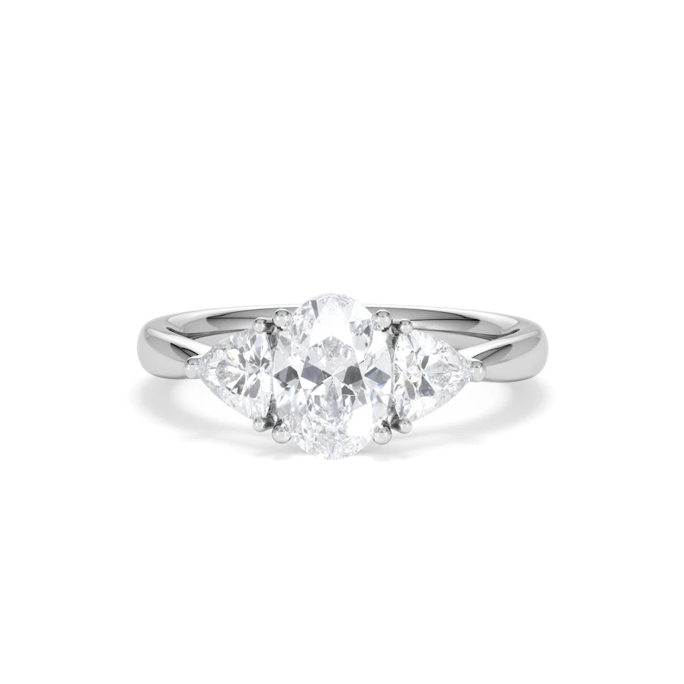Dalia Lab Diamond Oval with Trillions 1.70ct Ring in Platinum F/VS1