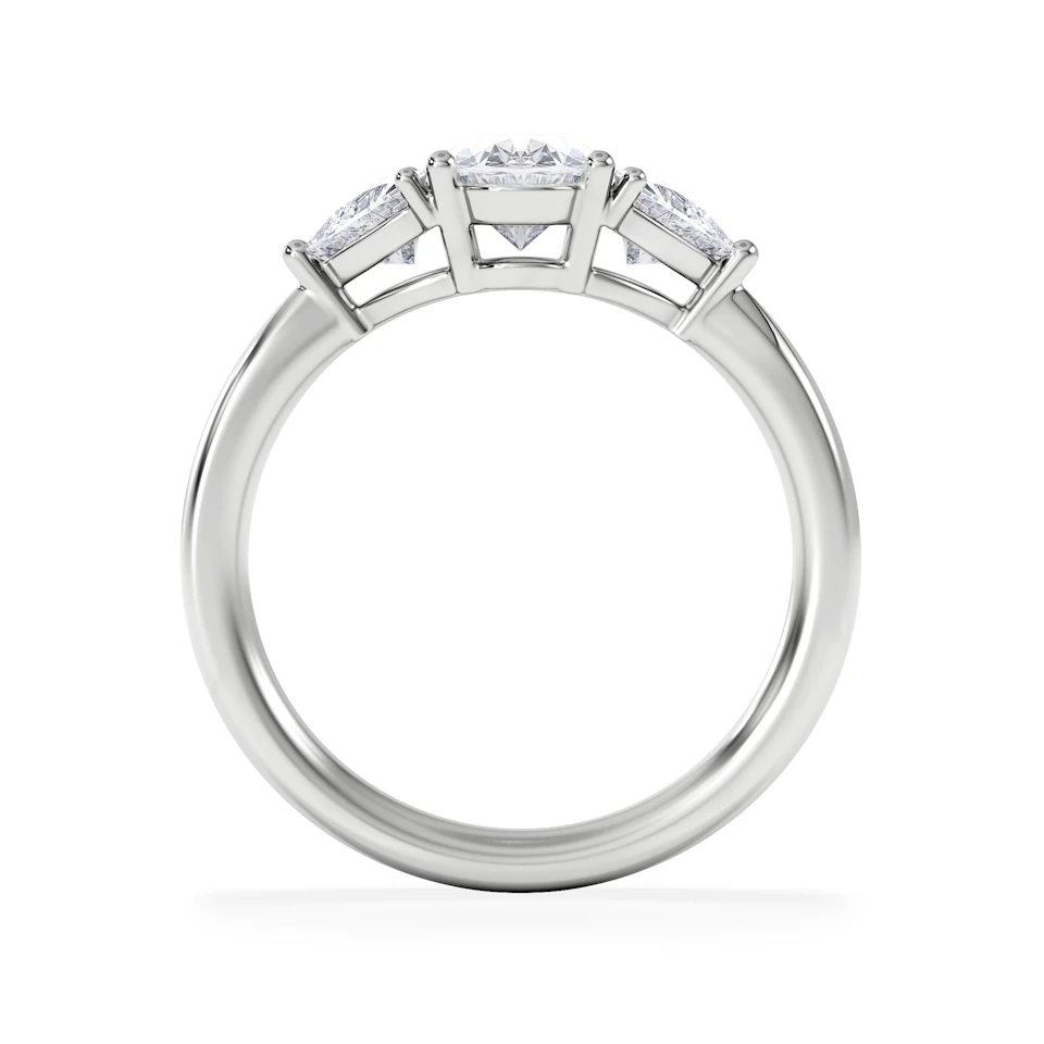 Dalia Lab Diamond Oval with Trillions 1.70ct Ring in Platinum F/VS1