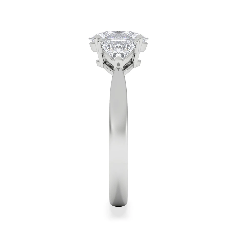Dalia Lab Diamond Oval with Trillions 1.70ct Ring in 18K White Gold F/VS1