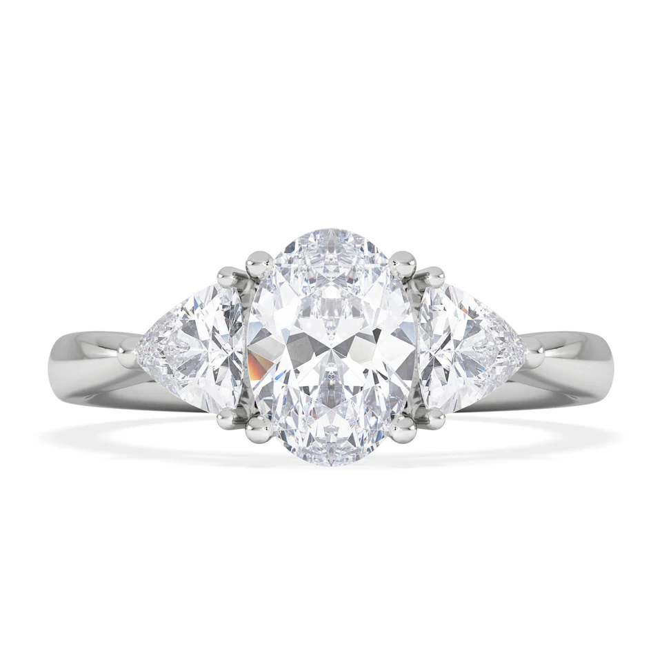 Dalia Lab Diamond Oval with Trillions 1.70ct Ring in Platinum F/VS1