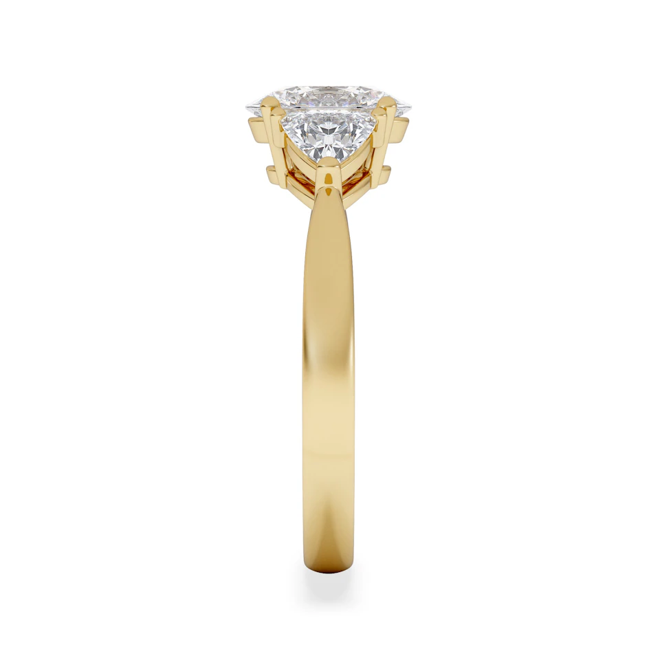 Dalia Lab Diamond Oval with Trillions 1.70ct Ring in 18K Yellow Gold F/VS1
