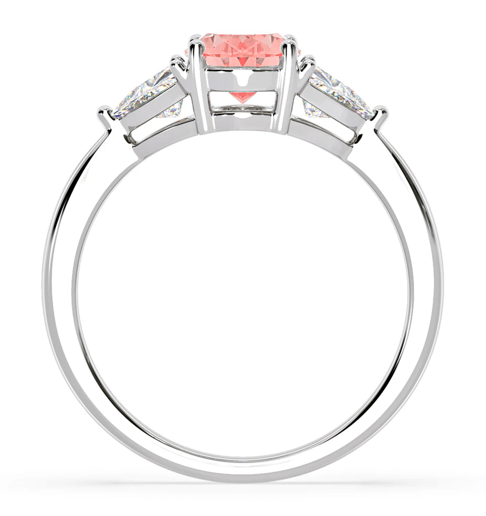 Dalia Pink Lab Diamond Oval with Trillions 1.70ct Ring in 18K White Gold - Elara Collection