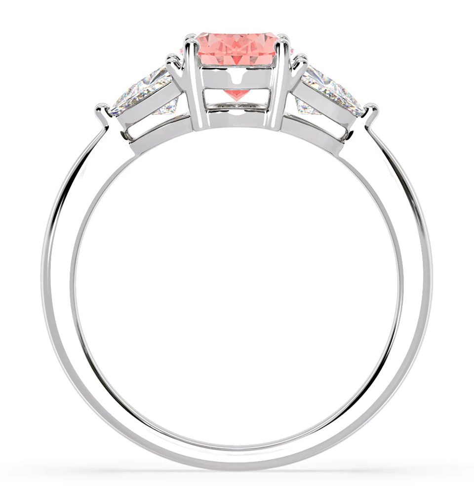 Dalia Pink Lab Diamond Oval with Trillions 1.70ct Ring in Platinum - Elara Collection