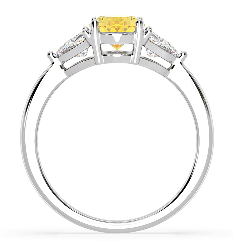 Dalia Yellow Lab Diamond Oval with Trillions 1.70ct Ring in 18K White Gold - Elara Collection