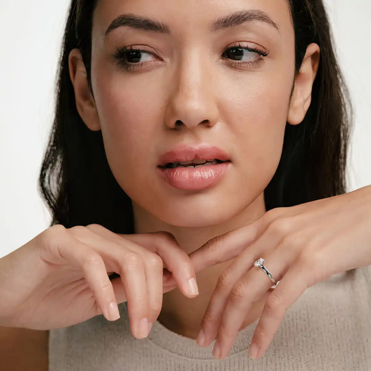 Amora Oval 0.50ct Lab Diamond Engagement Ring F/VS1 Set in 18K White Gold