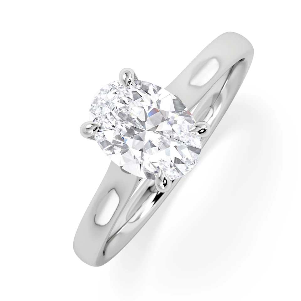 Amora Oval 1.00ct Lab Diamond Engagement Ring F/VS1 Set in 18K White Gold