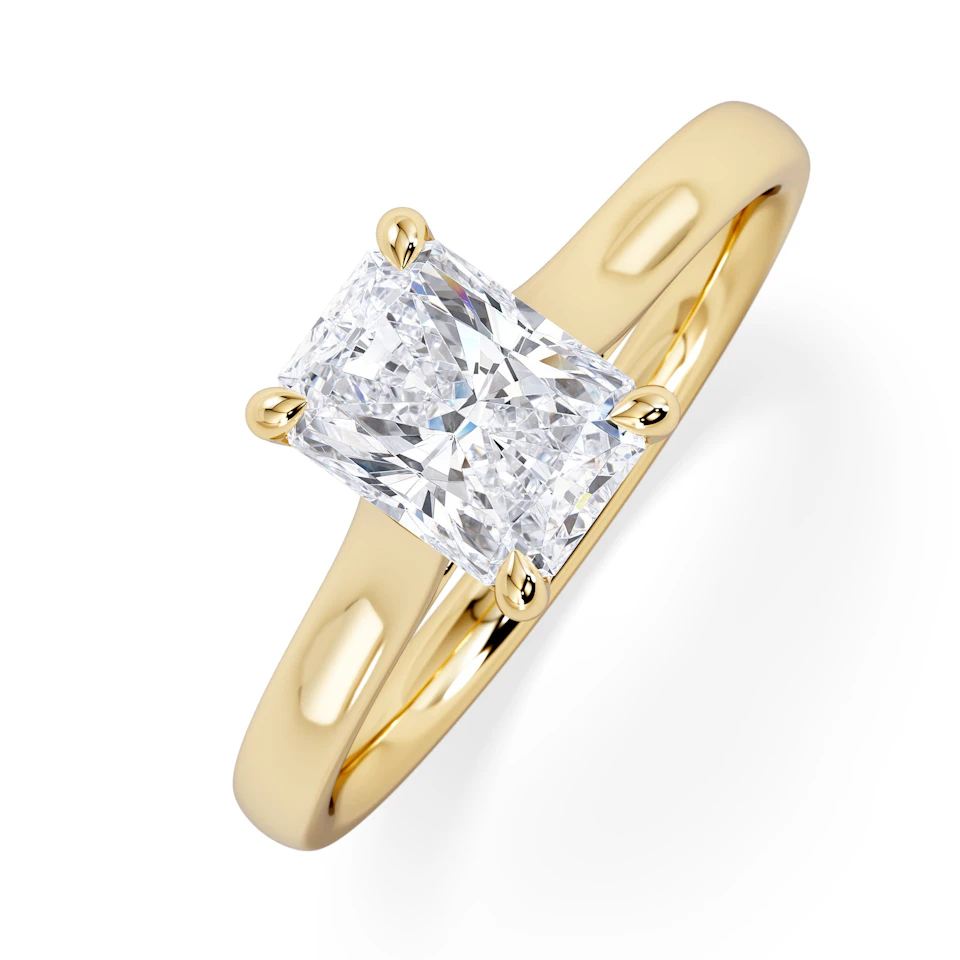 Amora Radiant 1.00ct Lab Diamond Engagement Ring F/VS1 Set in 18K Gold