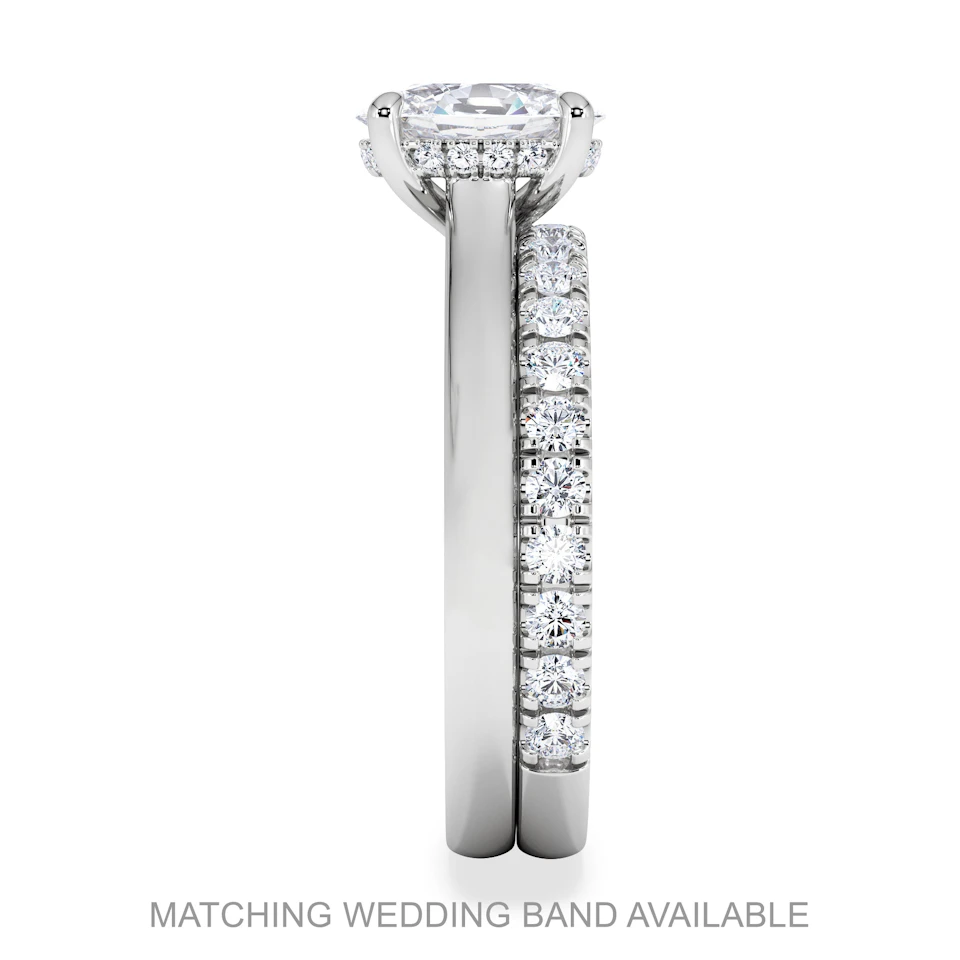 Amora Oval 1.00ct Hidden Halo Diamond Engagement Ring G/VS1 Set in 18K White Gold