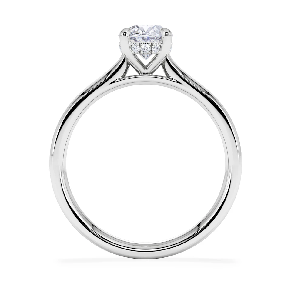 Amora Oval 1.00ct Hidden Halo Diamond Engagement Ring G/VS1 Set in 18K White Gold