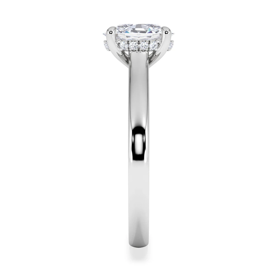 Amora Oval 1.00ct Hidden Halo Lab Diamond Engagement Ring F/VS1 Set in 18K White Gold