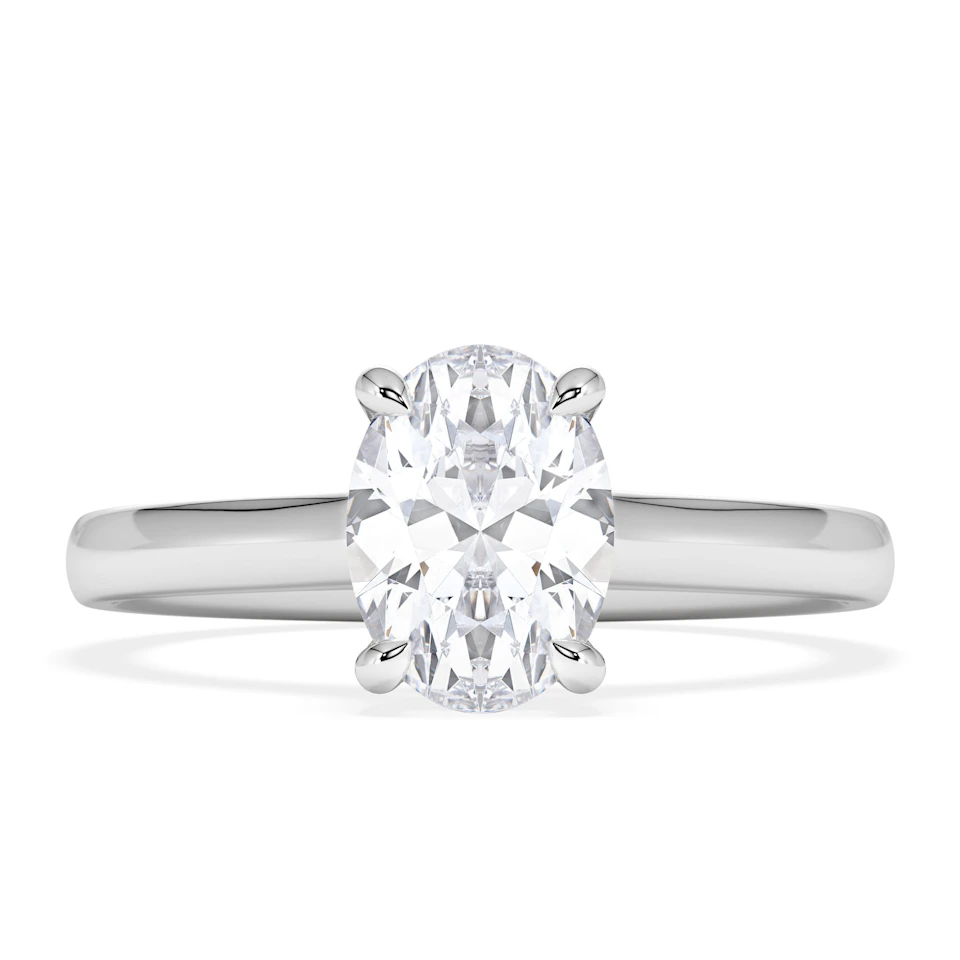 Amora Oval 1.00ct Hidden Halo Lab Diamond Engagement Ring F/VS1 Set in 18K White Gold