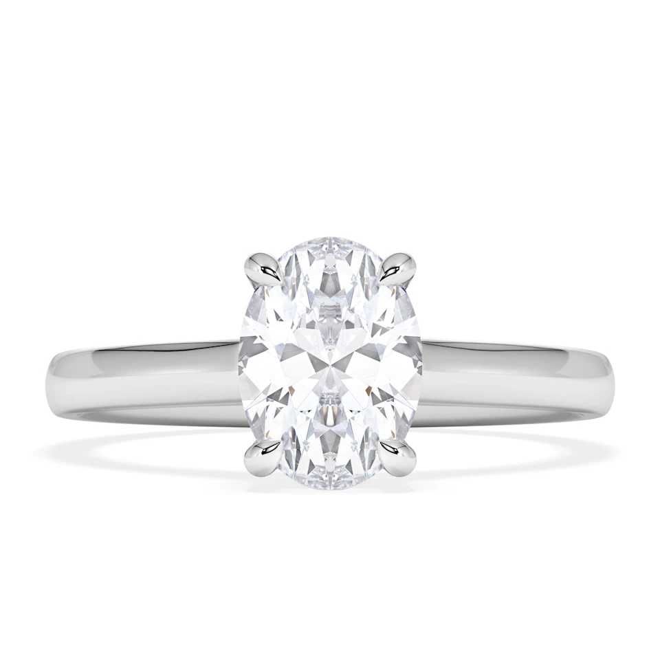 Amora Oval 1.00ct Hidden Halo Diamond Engagement Ring G/VS1 Set in 18K White Gold