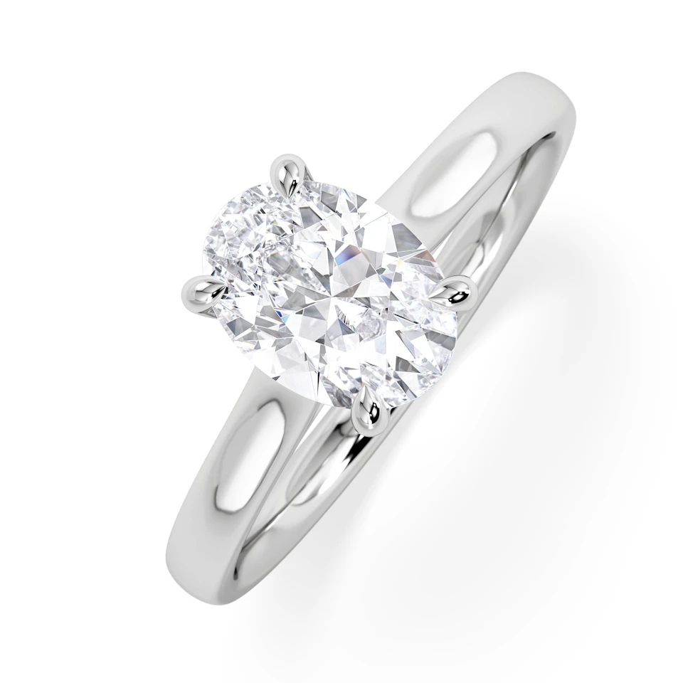 Amora Oval 1.00ct Hidden Halo Lab Diamond Engagement Ring F/VS1 Set in 18K White Gold