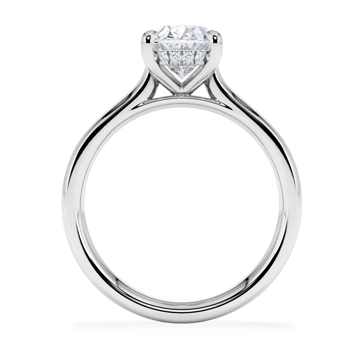 Amora Oval 2.00ct Hidden Halo Lab Diamond Engagement Ring F/VS1 Set in 18K White Gold