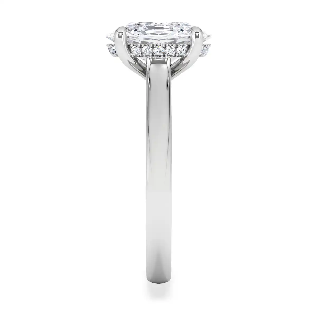 Amora Oval 2.00ct Hidden Halo Lab Diamond Engagement Ring F/VS1 Set in 18K White Gold