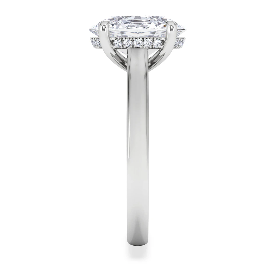 Amora Oval 3.00ct Hidden Halo Lab Diamond Engagement Ring G/VS1 Set in 18K White Gold