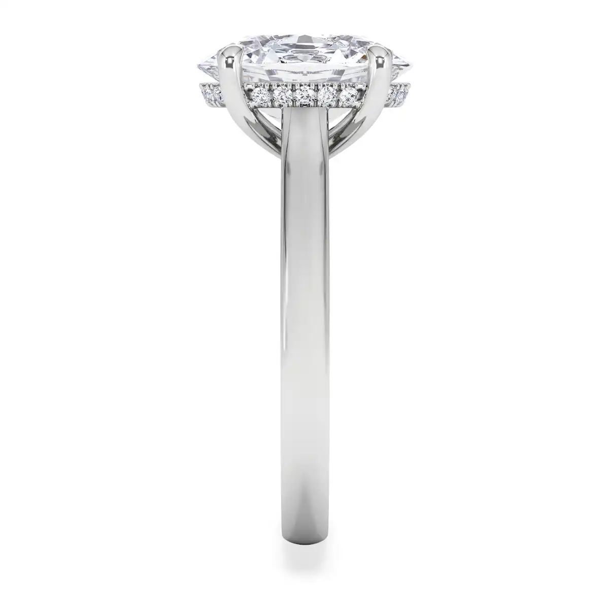 Amora Oval 3.00ct Hidden Halo Lab Diamond Engagement Ring G/VS1 Set in 18K White Gold