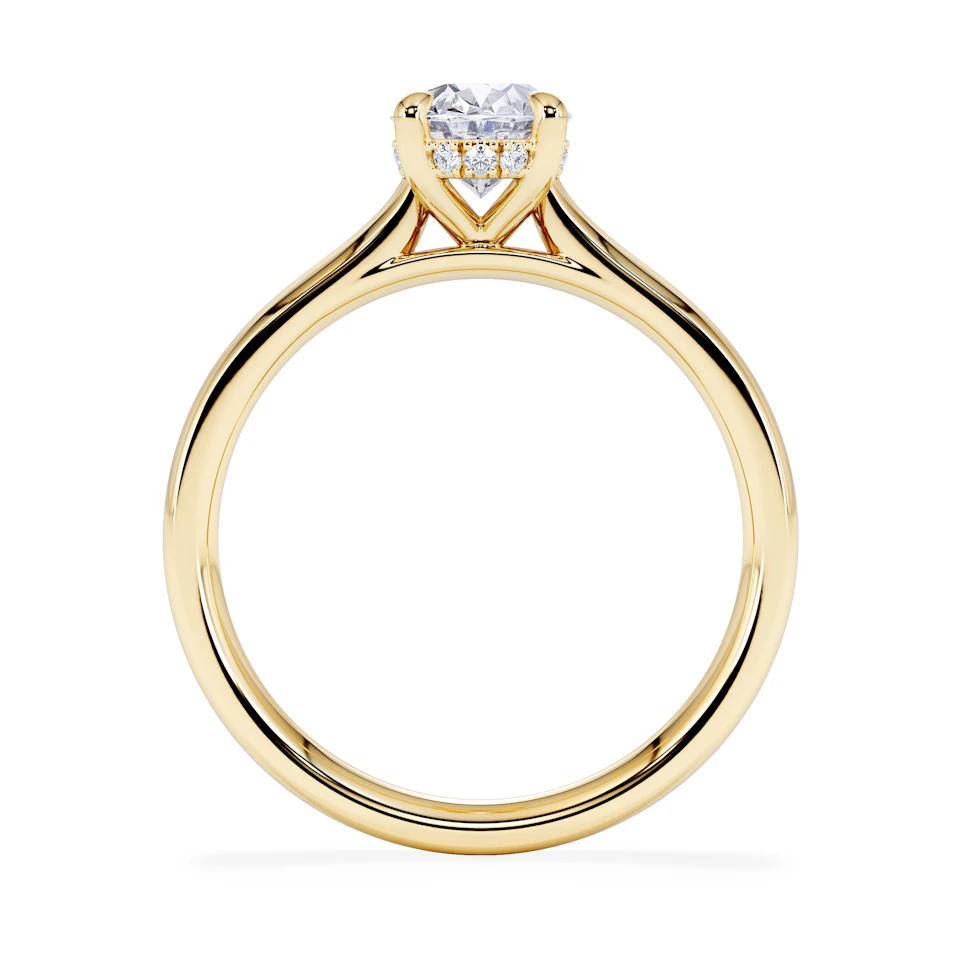 Amora Oval 1.00ct Hidden Halo Lab Diamond Engagement Ring F/VS1 Set in 18K Gold